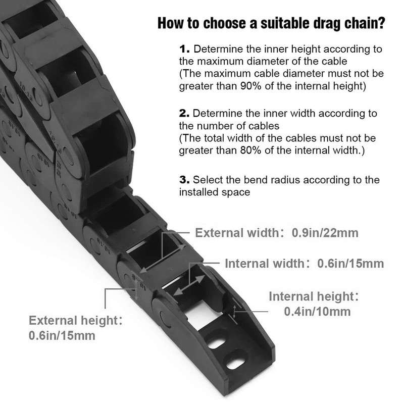 Fyearfly Drag Chain, 10 mm x 15 mm, 3.3 Feet