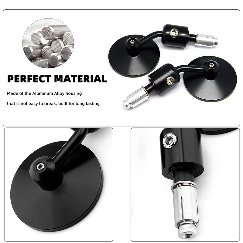 goodfitment - Bar End Motorcycle Mirrors, Universal Round 7/8" Handle