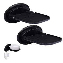 Tech Caddy Floating Wall Shelf Holder, Charging Station for Mobile Phones, Tablets, Smart Devices - Space Saver, 2-Pack (Black)