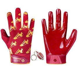 LYRX Kids Football Receiver Gloves: Elevate Your Game with Sticky Wide Performance! Designed for Kids - Experience Comfort and Flexibility with Stretch Fit (F2 Spikes, Kids Small)