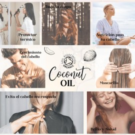 Coconut Oil for Dry, Damaged, Dyed, and Frizzy Hair. Thickening, Hair growth, Mask & Conditioner, Dandruff, Dry Ends Repair, Natural Rescue & Restore Treatment - 250 ml