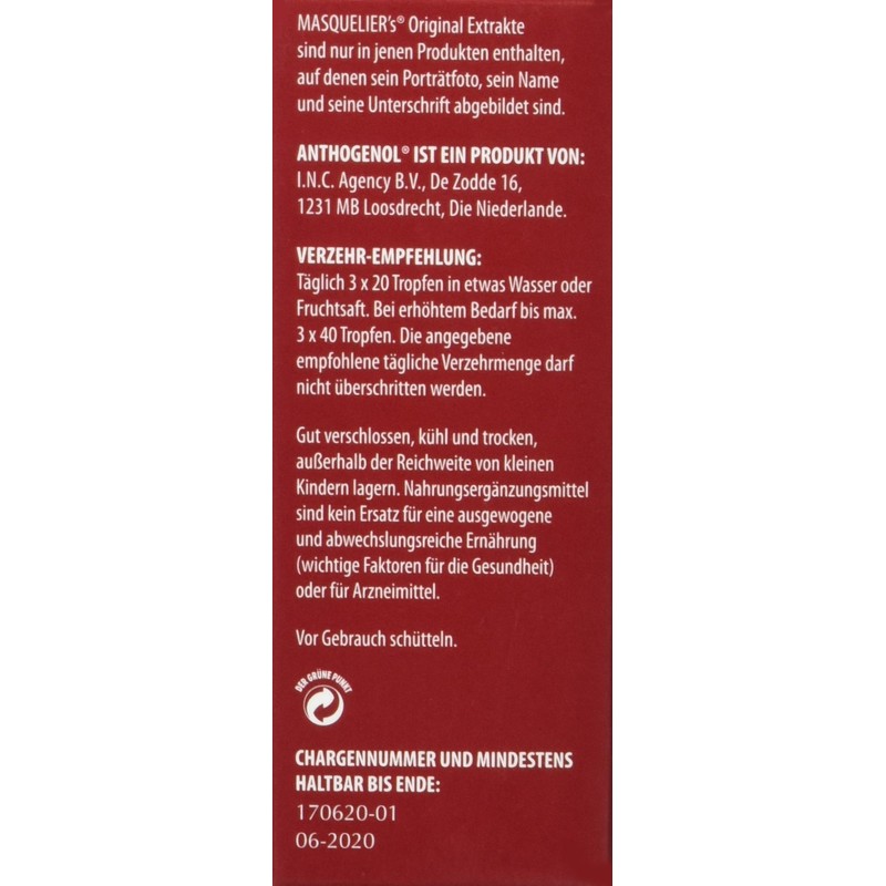 Masquelier's Original OPCs Anthogenol Drops 50 ml, Pack of 1
