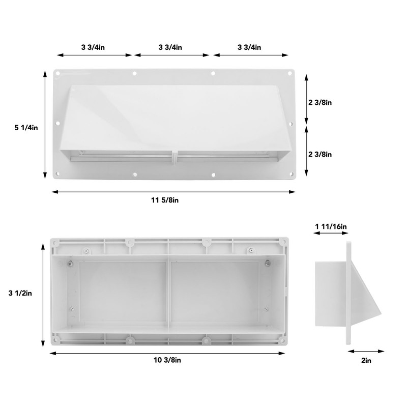 RV Exhaust Vent Cover White Range Hood Sidewall Vent Cover