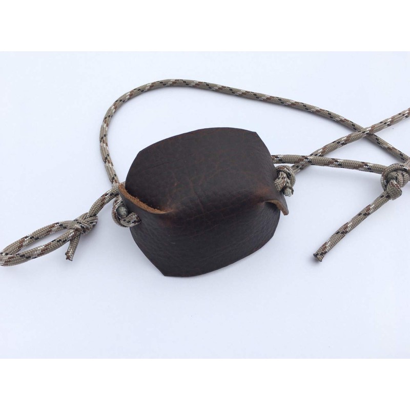 Desert Camo Paracord and Leather Cupped Pouch Shepherd Sling Handmade