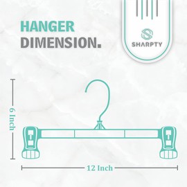 Sharpty Pant & Skirt Hangers - Closet Hangers for Shorts, Shirts, Jeans, Dresses, Slacks, Coats, Clothes, Clothing, Garments & More - Durable, Space Saving & Non-Slip, Black - 10 Pack