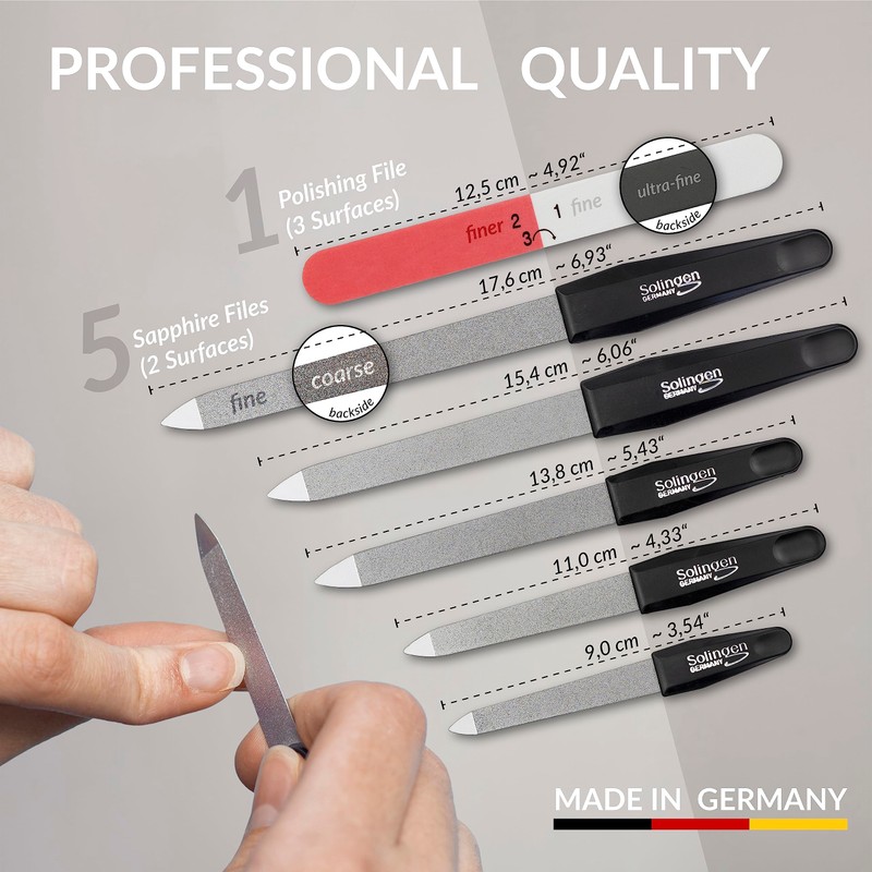 marQus Sapphire Nail Files Set - 6 Pcs with 3-Way