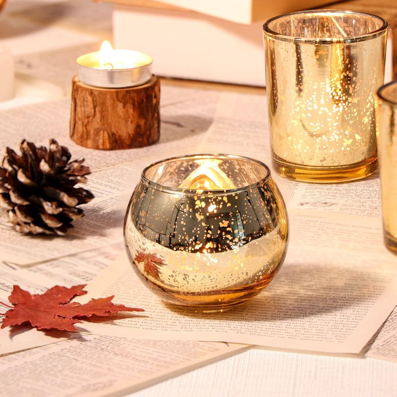 DEVI 48PCS Assorted Gold Votive Candle Holders Bluk, Gold Wedding