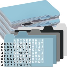 Harloon 52 Pcs Dry Erase Index Card Guide Set Include 50 Index Card Dividers 2 Number Alphabet Sticker with Tabs Photo Dividers for Office Business(3 x 5 Inch,Modern Blue)