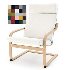 Vepping Lude Multi Colored Armchair Replacement Cover, Fits IKEA Poäng Armchair, Cushion not Included (Cushion Design 1, Cotton - White)