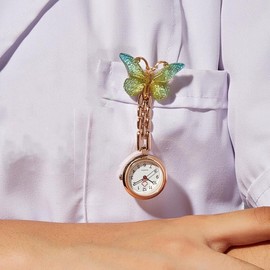 SHIDXIB 3Pcs Cute Butterfly Quartz Watch Brooch Accurate Timekeeping Stylish Design Lapel Clip On Fob Watch Style Pin Accessory