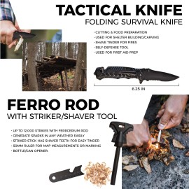 Sirius Survival 250-Piece Survival Kit – Tactical Gear & First Aid, Great Gift for Men & Dad - Green