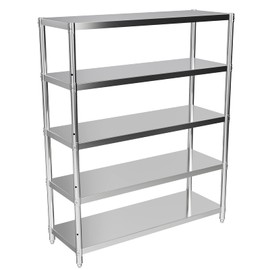storage rack, 5 Tier Shelf Adjustable Stainless Steel Shelves, Sturdy Metal Shelves Heavy Duty Shelving Units and Storage for Kitchen Commercial Office Garage Storage, 47L X 16W X 59H 1100Lbs Total