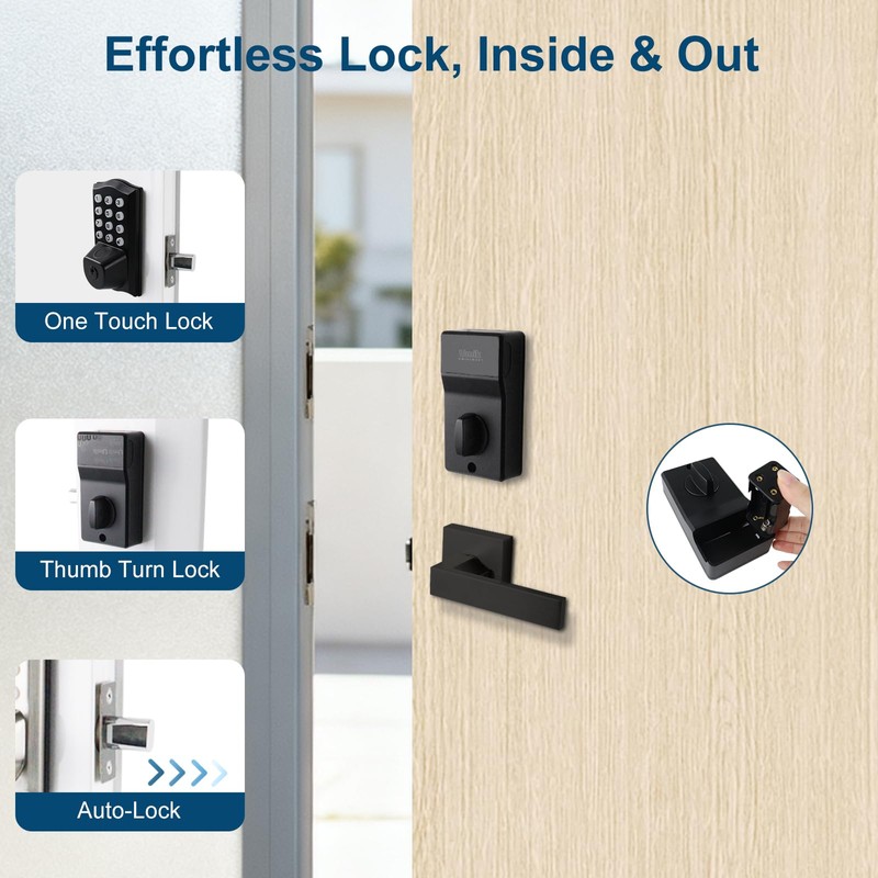 UMIKSMART Smart Keypad Door Lock with Handle, Tuya WiFi App