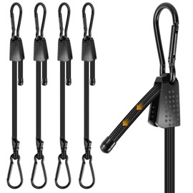 Muyohix Verstellbar Spanngummi mit Karabiner, 4 Stück 100cm Expander mit Haken, 100% Latex Gepäckspanner, Extra Stark Gummispanner für Sonnensegel, Tarpaulins, Garten, Fahrrad, Auto, Ladung