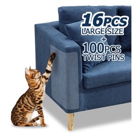 FTSTC Cat Scratcher, 16PCS Furniture Protectors from Cats Scratch, Clear Cat Scratch Deterrent Tape, Couch Protector 12 Pack X-Large (17" L 12" W), Anti Scratch Training Cat Repellent for Furniture