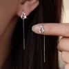 TseenYi Cz Teardrop Threader Earring Crystal Pear Hollow Dangle Earring
