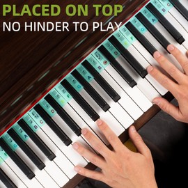 ZHRUNS Removable Piano Key Stickers - 61 Key Glow-in-The-Dark Keyboard Labels for Beginners, Silicone Note Stickers with Storage Box (Green)