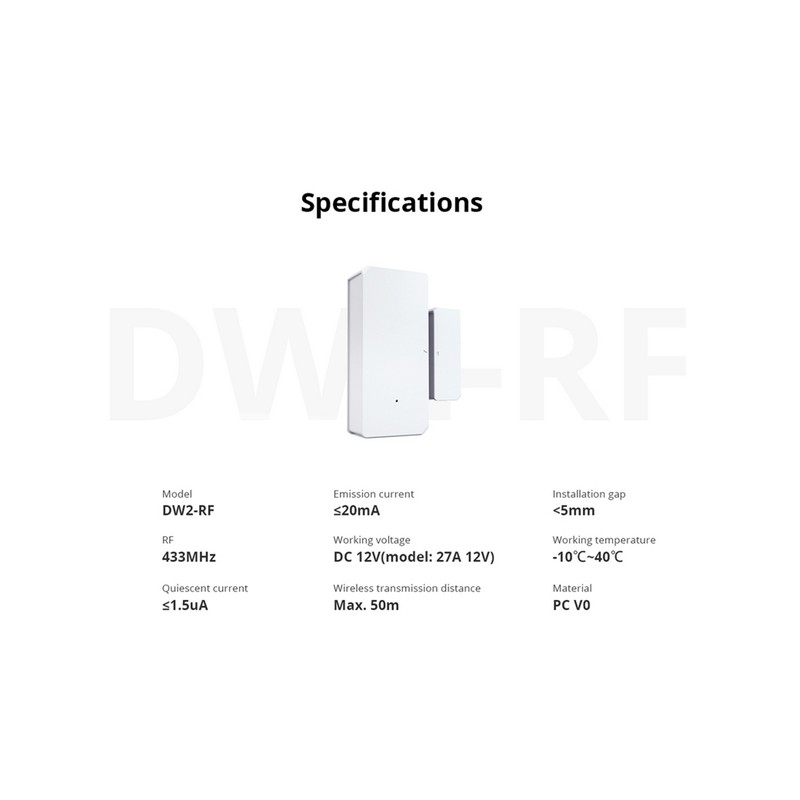 8PCS SONOFF DW2-RF-433MHZ Sensor Door Window Alarm Sensor RF 433Mhz
