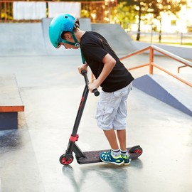 V2 Pro Trick Scooters, Stunt Scooter for Kids Ages 6-12 Years and Teens - Complete Beginner and Intermediate Freestyle BMX Scooter (Red)