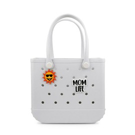 Jesslynne Beach Rubber Bag Tote Bag -Extra Large Waterproof Travel Women Handbag with Charms for Sports Beach Pool Groceries (White, Large)