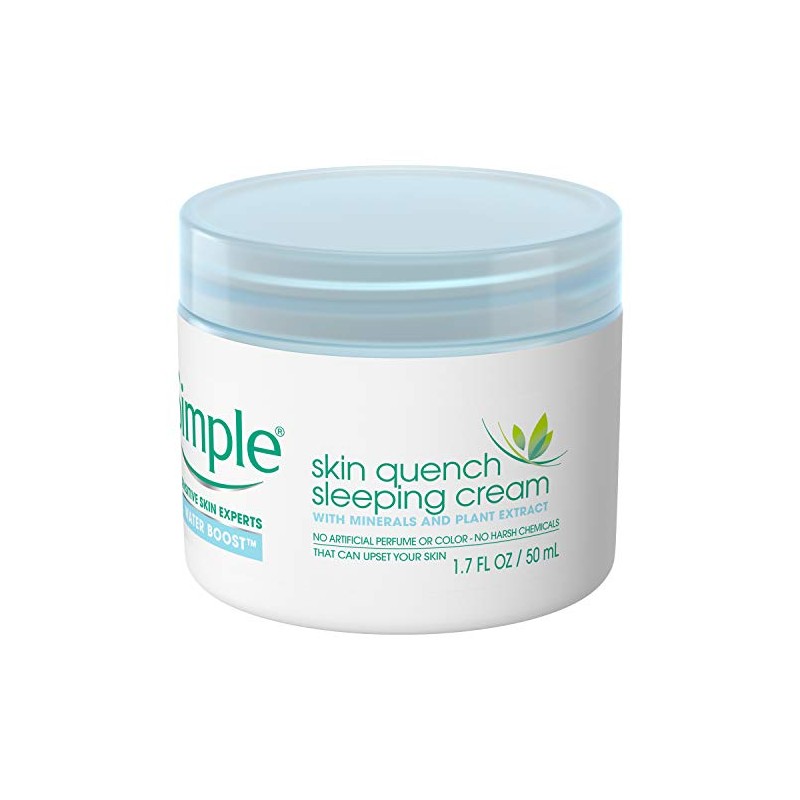 Simple - Crema para dormir Water Boost Skin Quench, 1.7