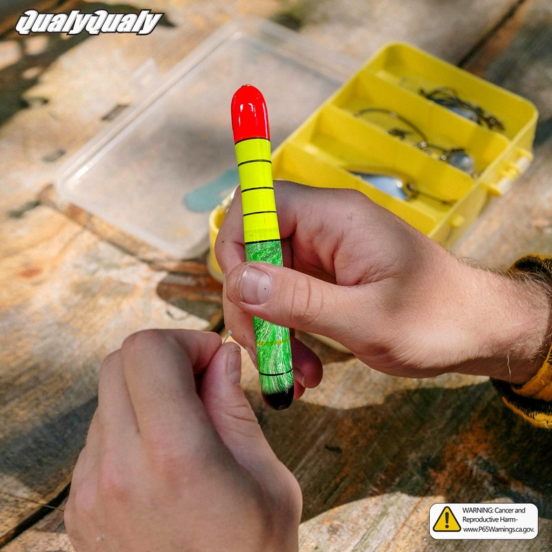 QualyQualy Fishing Floats, Weighted Catfish Pole Floats, High Visibility Wood