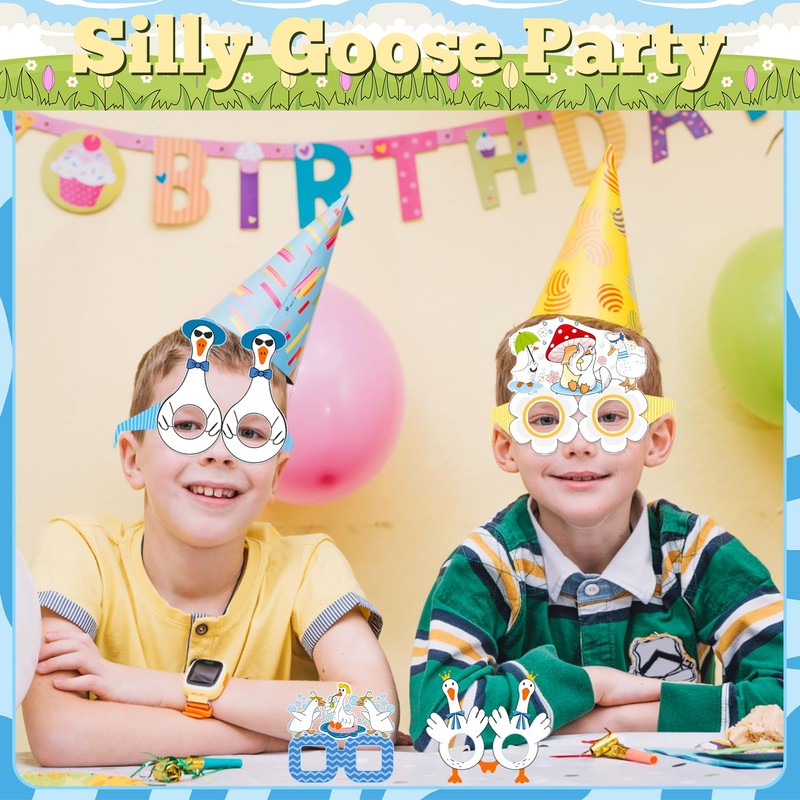 JIUJIUBER 24 PCS Silly Goose Party Paper Eyeglasses, Silly Goose