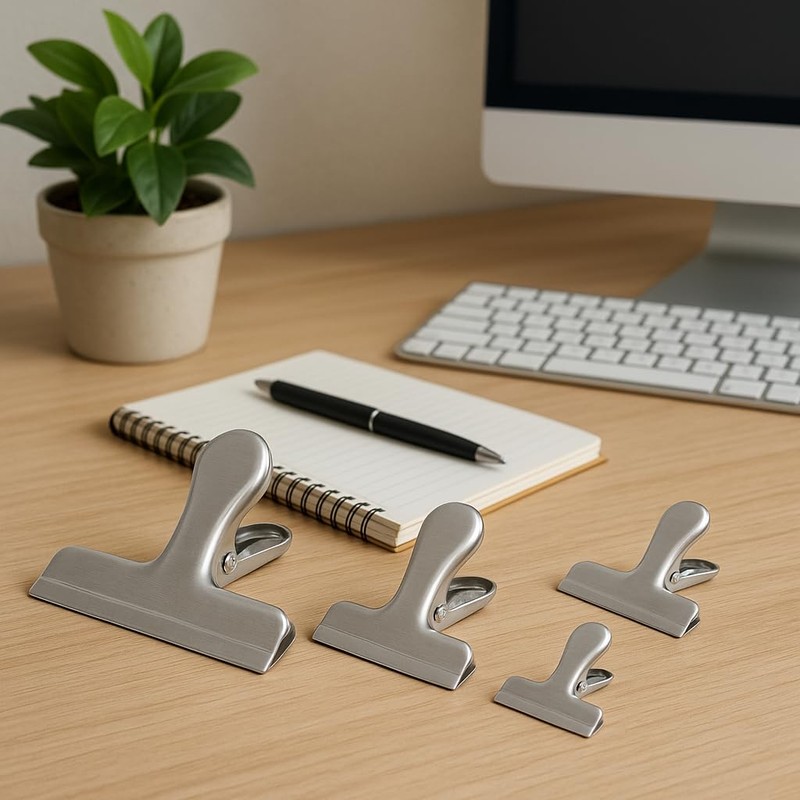 Pack of 4 Stainless Steel Bag Clips for Coffee Bread