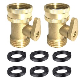 cozyou 2 Pcs Heavy Duty Brass Garden Hose Shut Off Valve with 6 pcs Hose Washer