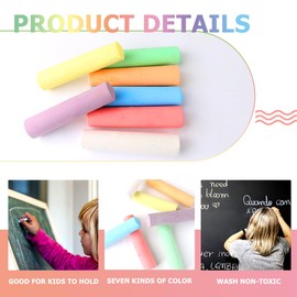 YFMJDK Washable Sidewalk Chalk - 52 Pieces 7 Colors Jumbo Non-Toxic Chalk For Kid and Adult, Paint on Classroom Chalkboard or Outdoor Playground, Good Gift for Party