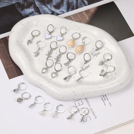 12 Pairs Gold Earrings Set for Women,Hypoallergenic Fashion Heart Butterfly Snake Pearl Link Drop Dangle Earrings Multipack Hoop Earring Jewelry (Silver12)