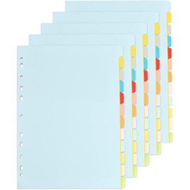 PTJJXA 5 Pack A4 12 Part Dividers 11 Hole Multicolor 150gsm School Office Home