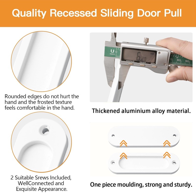 MOROBOR Oval Recessed Sliding Door Pulls, 2pcs White Flush Pull