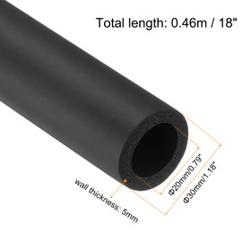 QUARKZMAN Pipe Insulation Foam 20 mm ID 30 mm OD 0.5 m Long Non-Slip Foam Hose for Grip Support Cover Bicycle Grips Pipe Insulation Handlebar Grips Heating Black