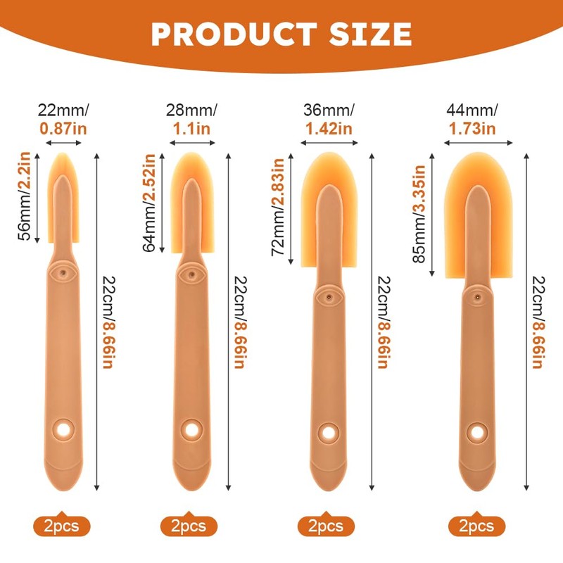 8Pcs Rubber Caulking Tool 4 Size Set, Reusable Sealant Spatula