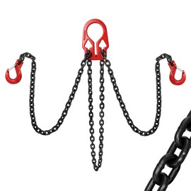 YATOINTO 5/16" x 10FT Adjustable Lifting Chain Sling, G80 7000LB 2-Leg with Oiled Finish & Safety Hooks (5/16 inch x 10Ft)