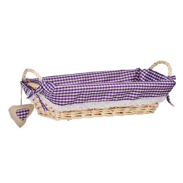 Premier Housewares Picnic Blanket Hamper Baskets For Gifts Picnic Basket Purple Gingham Lining Wicker Basket Bread Basket Woven Basket 35 X 17 X 14