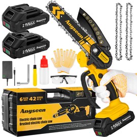 Mini Chainsaw Cordless 6 Inch, Chainsaw with 2 Batteries & 2 Chains, Lightweight Cordless Chain Saw with Safety Lock for Tree Trimming, Branches, Wood Cutting