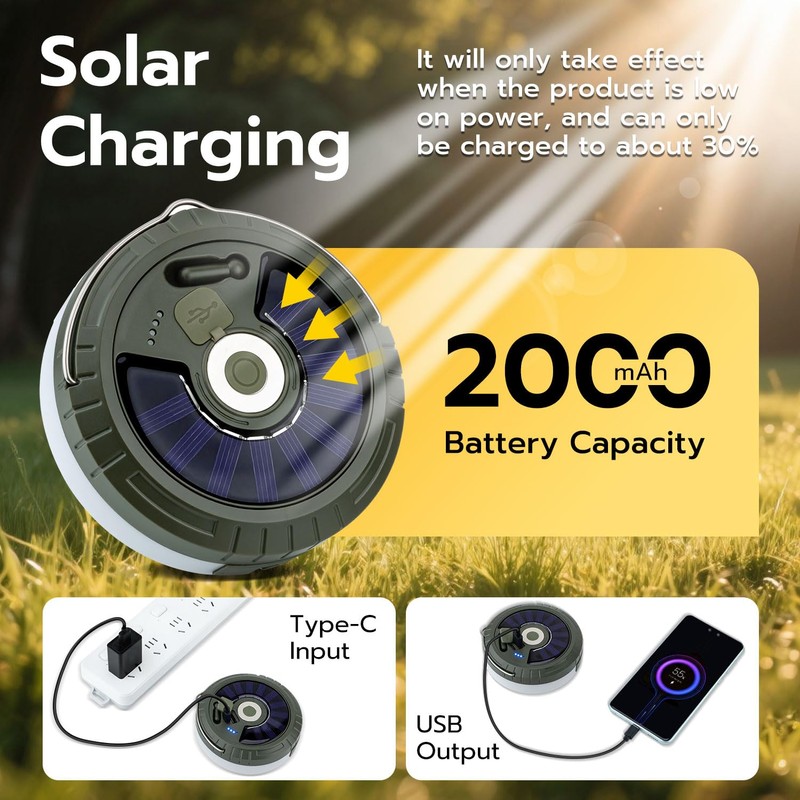 Mcbazel Solar Camping String Lights 10m/33ft with Remote Control, USB