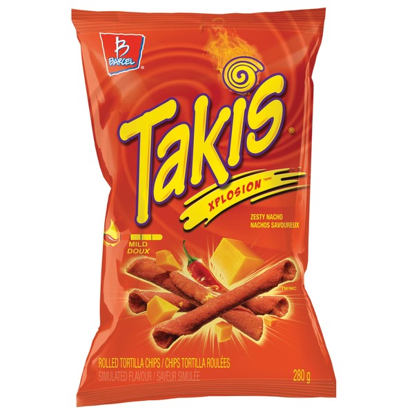 TAKIS Xplosion Tortilla Chip Snacks, Zesty Nacho Cheese Flavour, 280g Bag