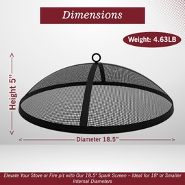 Febtech - Fire Pit Spark Screen Round for Size Solo Stove Bonfire Screen Fire Pit Ring - Heavy Metal 19 inch Fire Pit Screen with Hook for Easy to Lift for Backyard, Camping and Outdoor Fire Pits