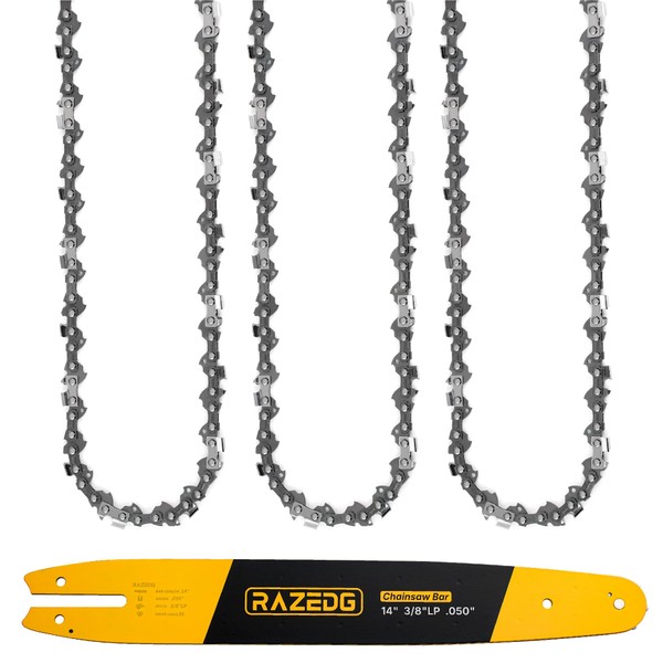 RazEdg 14 Inch Chainsaw Bar and Chain Combo, 3/8" LP