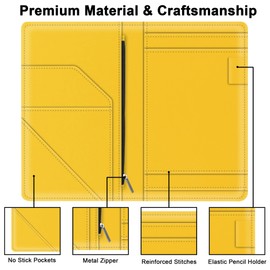 Tiorecime Tiorecime Server Book with Zipper Pocket for Waitress, Cute Waiter Server Wallet, Booklet Restaurant Waitstaff Organizer, Serving Guest Check Book Holder Money Pocket Fits Server Apron, Yellow