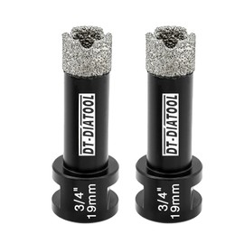 DT-DIATOOL Daimond Core Drill Bit 3/4 Inch 2 Pieces Tile Hole Saw with 5/8"-11 Thread Drilling for Procelain Tile Ceramic Marble Granite Stone Brick