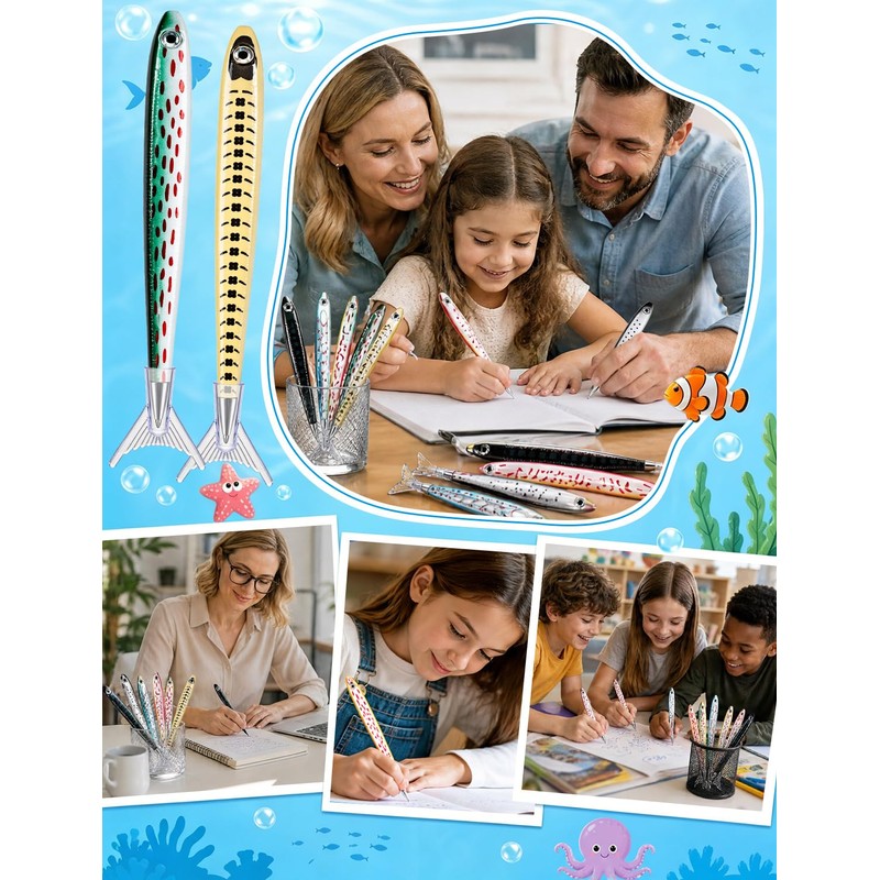 UAYVEBS 9Pcs Fish Pen, Realistic Fishing Party Favors Pen