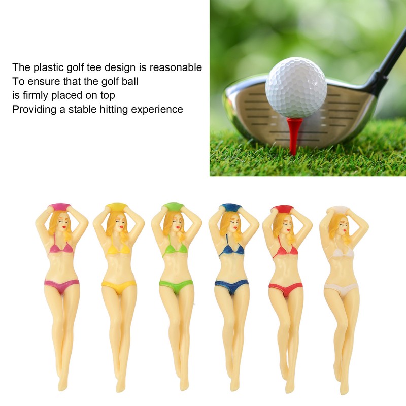 6PCS Funny Golf Tees Plastic Lady Bikini Girl Golf Tees
