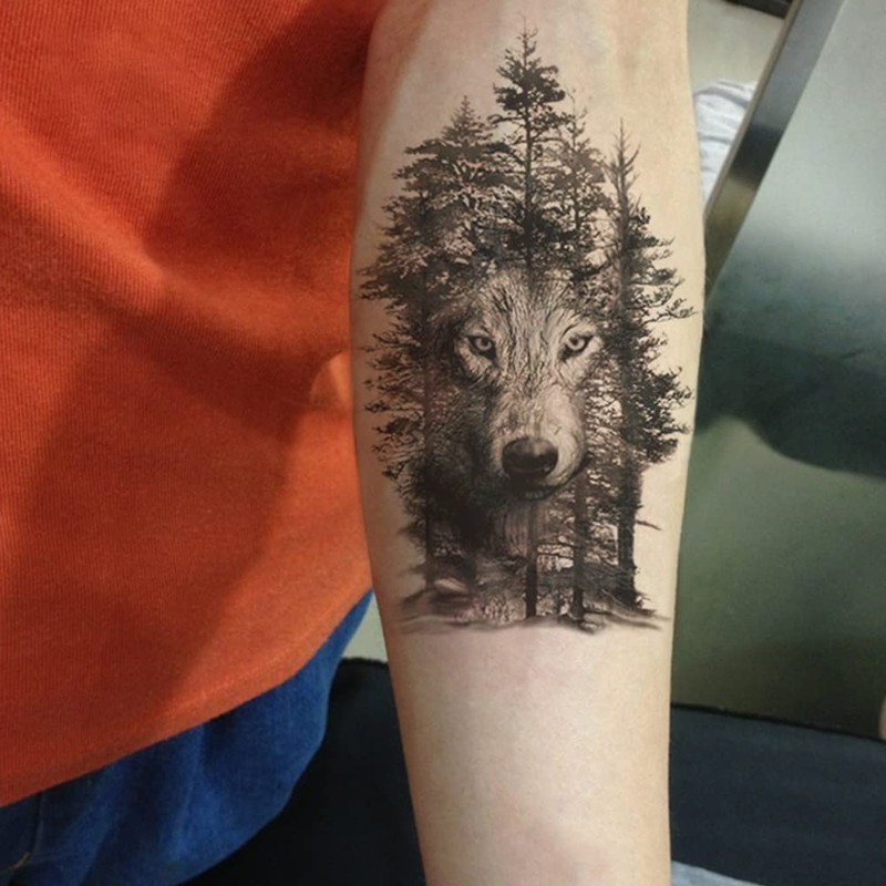 Gwolf 24 Sheets Wolf Tattoo Temporary Personality Wolf Tattoo Sticker