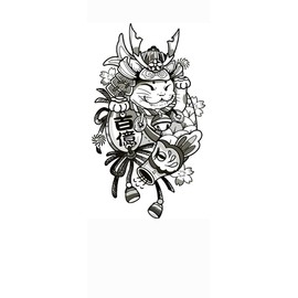 Temporalis® Tattoo Cat | Temporary Tattoo, Vegan and Waterproof, EU Cosmetics, Lasts 1 to 2 Weeks [Samurai Maneki-neko]