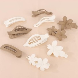 Wecoe 10pcs Flat Hair Clips for Women Cute Large Flat Claw Clips for Thick or Thin Hair Short Hair Styling Accessories for Women Girls