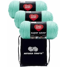 Red Heart Super Saver Aruba Sea E300-505 (3-Skeins - Same Dye Lot) Worsted Medium #4 Acrylic Yarn for Crocheting and Knitting with Project Bag